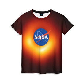 Женская футболка 3D с принтом Черная дыра NASA в Тюмени, 100% полиэфир ( синтетическое хлопкоподобное полотно) | прямой крой, круглый вырез горловины, длина до линии бедер | nasa | астрономия | горизонт событий | космос | наса | черная дыра