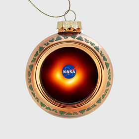 Стеклянный ёлочный шар с принтом Черная дыра NASA в Тюмени, Стекло | Диаметр: 80 мм | nasa | астрономия | горизонт событий | космос | наса | черная дыра