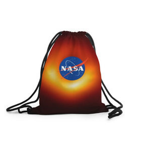 Рюкзак-мешок 3D с принтом Черная дыра NASA в Тюмени, 100% полиэстер | плотность ткани — 200 г/м2, размер — 35 х 45 см; лямки — толстые шнурки, застежка на шнуровке, без карманов и подкладки | nasa | астрономия | горизонт событий | космос | наса | черная дыра