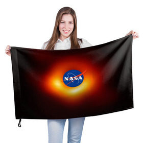 Флаг 3D с принтом Черная дыра NASA в Тюмени, 100% полиэстер | плотность ткани — 95 г/м2, размер — 67 х 109 см. Принт наносится с одной стороны | nasa | астрономия | горизонт событий | космос | наса | черная дыра