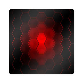 Магнит виниловый Квадрат с принтом СТАЛЬНЫЕ СОТЫ(КРАСНЫЙ) в Тюмени, полимерный материал с магнитным слоем | размер 9*9 см, закругленные углы | abstraction | geometry | hexagon | techno | абстракция | броня | геометрия | краски | неон | неоновый | сетка | соты | стальная броня | текстура | шестигранники