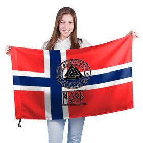 Флаг 3D с принтом Язычество в Тюмени, 100% полиэстер | плотность ткани — 95 г/м2, размер — 67 х 109 см. Принт наносится с одной стороны | блэкметал | валькнут | лесник | норвегия | норд | один | околофутбол | оффник | руны | север | скандинавия | тор | язычество