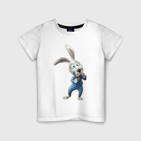Детская футболка хлопок с принтом Пасхальный кролик в Тюмени, 100% хлопок | круглый вырез горловины, полуприлегающий силуэт, длина до линии бедер | Тематика изображения на принте: 