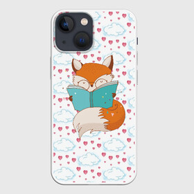 Чехол для iPhone 13 mini с принтом Лиса с книжкой в Тюмени,  |  | Тематика изображения на принте: fox | foxed | арт | лис | лиса | лисенок | лисичка | пушистик | рыжая | рыжмй хвост