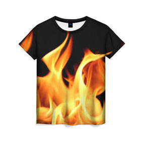 Женская футболка 3D с принтом Огненный стиль в Тюмени, 100% полиэфир ( синтетическое хлопкоподобное полотно) | прямой крой, круглый вырез горловины, длина до линии бедер | 