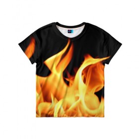 Детская футболка 3D с принтом Огненный стиль в Тюмени, 100% гипоаллергенный полиэфир | прямой крой, круглый вырез горловины, длина до линии бедер, чуть спущенное плечо, ткань немного тянется | Тематика изображения на принте: 