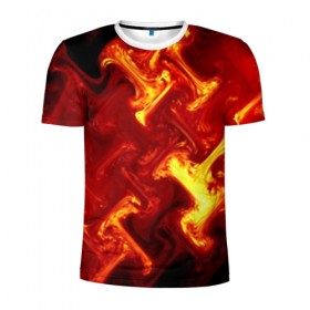 Мужская футболка 3D спортивная с принтом Огненная лава в Тюмени, 100% полиэстер с улучшенными характеристиками | приталенный силуэт, круглая горловина, широкие плечи, сужается к линии бедра | fire | flame | in fire | smoke | в огне | дым | огненный | огонь | текстуры