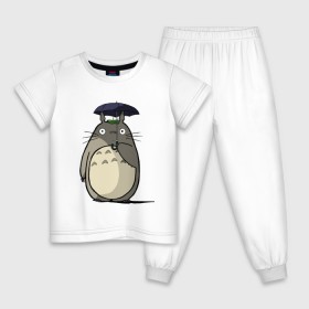Детская пижама хлопок с принтом Totoro в Тюмени, 100% хлопок |  брюки и футболка прямого кроя, без карманов, на брюках мягкая резинка на поясе и по низу штанин
 | totoro | аниме | для детей | животное | лес | мой сосед тоторо | мультфильм | тоторо