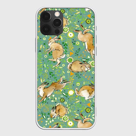 Чехол для iPhone 12 Pro Max с принтом Милые зайчата в Тюмени, Силикон |  | animals | art | cute | flowers | hares | hearts | meadow | painting | summer | watercolor | wild | акварель | дикие | живопись | животные | зайцы | искусство | лето | луг | любовь | милые | сердца | цветы