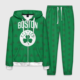 Мужской костюм 3D с принтом Boston Celtics в Тюмени, 100% полиэстер | Манжеты и пояс оформлены тканевой резинкой, двухслойный капюшон со шнурком для регулировки, карманы спереди | Тематика изображения на принте: boston | boston celtics | celtics | бостон | бостон селтикс