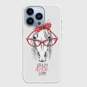 Чехол для iPhone 13 Pro с принтом Crazy horse lady в Тюмени,  |  | animal | blonde | bow | crazy | cute | head | horse | lady | look | polka | portrait | red | white | бант | белая | белый | блондинка | взгляд | голова | горошек | животное | красный | леди | лошадь | милый | очки | портрет | сумасшедшая