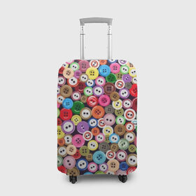 Чехол для чемодана 3D с принтом Пуговицы в Тюмени, 86% полиэфир, 14% спандекс | двустороннее нанесение принта, прорези для ручек и колес | beautiful | buttons | different | holes | many | multi colored | round | scattering | дырки | красивые | круглые | много | пуговицы | разноцветные | разные | россыпь