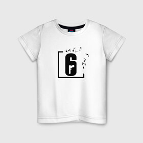 Детская футболка хлопок с принтом R6 SIEGE (НА СПИНЕ) в Тюмени, 100% хлопок | круглый вырез горловины, полуприлегающий силуэт, длина до линии бедер | 6 | cybersport | esport | logo | pro league | rainbow | rainbow six siege | six | team | киберспорт | лого | радуга осада