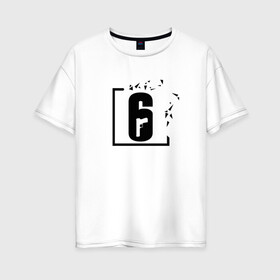 Женская футболка хлопок Oversize с принтом R6 SIEGE (НА СПИНЕ) в Тюмени, 100% хлопок | свободный крой, круглый ворот, спущенный рукав, длина до линии бедер
 | 6 | cybersport | esport | logo | pro league | rainbow | rainbow six siege | six | team | киберспорт | лого | радуга осада