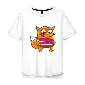 Мужская футболка хлопок Oversize с принтом Голодная лиса в Тюмени, 100% хлопок | свободный крой, круглый ворот, “спинка” длиннее передней части | Тематика изображения на принте: fox | foxed | арт | лис | лиса | лисенок | лисичка | пушистик | рыжая | рыжмй хвост