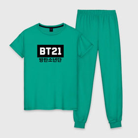 Женская пижама хлопок с принтом BTS BT21 в Тюмени, 100% хлопок | брюки и футболка прямого кроя, без карманов, на брюках мягкая резинка на поясе и по низу штанин | bangtan boys | bt21 | bts | bts army | bts stickers | j hope | jimin | jin | jungkook | k pop | rap monster | rapmon | suga | v | бтс | корея | стикеры bts