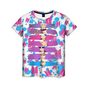 Женская футболка 3D с принтом Bts Lover Yourself в Тюмени, 100% полиэфир ( синтетическое хлопкоподобное полотно) | прямой крой, круглый вырез горловины, длина до линии бедер | bangtan | boy | j hope | jimin | jin | jungkook | korea | luv | rm | suga | v | with | бтс | кей | поп