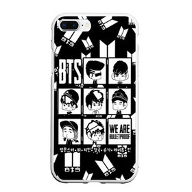 Чехол для iPhone 7Plus/8 Plus матовый с принтом BTS WE ARE BULLETPROOF в Тюмени, Силикон | Область печати: задняя сторона чехла, без боковых панелей | bangtan | boy | j hope | jimin | jin | jungkook | korea | luv | rm | suga | v | with | бтс | кей | поп