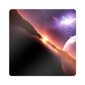 Магнит виниловый Квадрат с принтом Космический закат в Тюмени, полимерный материал с магнитным слоем | размер 9*9 см, закругленные углы | Тематика изображения на принте: galaxy | nebula | space | star | абстракция | вселенная | галактика | звезда | звезды | космический | планеты