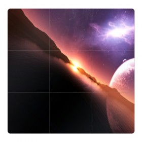 Магнитный плакат 3Х3 с принтом Космический закат в Тюмени, Полимерный материал с магнитным слоем | 9 деталей размером 9*9 см | Тематика изображения на принте: galaxy | nebula | space | star | абстракция | вселенная | галактика | звезда | звезды | космический | планеты