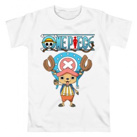Мужская футболка хлопок с принтом One Piece в Тюмени, 100% хлопок | прямой крой, круглый вырез горловины, длина до линии бедер, слегка спущенное плечо. | monkey d. luffy | one piece | tony tony chopper | аниме | большой куш | ван пис | ванпис | манга | манки д. луффи | пираты | пираты соломенной шляпы | тони тони чоппер