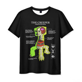 Мужская футболка 3D с принтом Майнкрафт, Крипер в Тюмени, 100% полиэфир | прямой крой, круглый вырез горловины, длина до линии бедер | creeper | minecraft | игры | компьютерные игры | крипер | майнкрафт | мобы майнкрафт