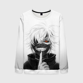 Мужской свитшот 3D с принтом Kaneki Ken в Тюмени, 100% полиэстер с мягким внутренним слоем | круглый вырез горловины, мягкая резинка на манжетах и поясе, свободная посадка по фигуре | anteiku | ghoul | kaneki | ken | tokyo | антейку | гуль | канеки | кен | токийский