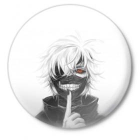 Значок с принтом Kaneki Ken в Тюмени,  металл | круглая форма, металлическая застежка в виде булавки | anteiku | ghoul | kaneki | ken | tokyo | антейку | гуль | канеки | кен | токийский