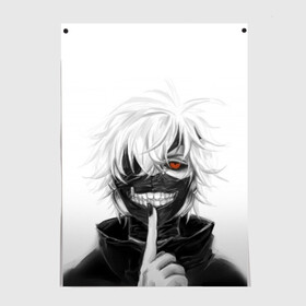 Постер с принтом Kaneki Ken в Тюмени, 100% бумага
 | бумага, плотность 150 мг. Матовая, но за счет высокого коэффициента гладкости имеет небольшой блеск и дает на свету блики, но в отличии от глянцевой бумаги не покрыта лаком | anteiku | ghoul | kaneki | ken | tokyo | антейку | гуль | канеки | кен | токийский