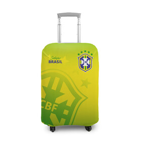 Чехол для чемодана 3D с принтом Бразилия в Тюмени, 86% полиэфир, 14% спандекс | двустороннее нанесение принта, прорези для ручек и колес | Тематика изображения на принте: brasil | brazil | бразилия | бразильская сборная | сборная бразилии | сборная бразилии по футболу | сборные | форма | футбол | футбольные сборные | чемпионат мира