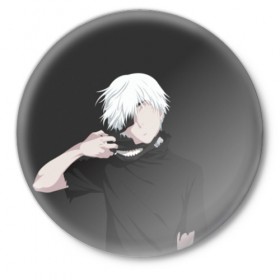 Значок с принтом Kaneki Ken в Тюмени,  металл | круглая форма, металлическая застежка в виде булавки | anteiku | ghoul | kaneki | ken | tokyo | антейку | гуль | канеки | кен | токийский