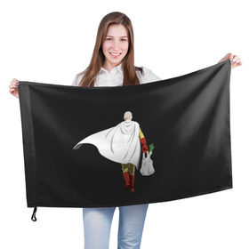 Флаг 3D с принтом Saitama в Тюмени, 100% полиэстер | плотность ткани — 95 г/м2, размер — 67 х 109 см. Принт наносится с одной стороны | hero | man | one | one punch | punch | punch man | saitama | super | superhero | ванпанчмен | герой | сайтама | супер | супергерой