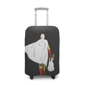 Чехол для чемодана 3D с принтом Saitama в Тюмени, 86% полиэфир, 14% спандекс | двустороннее нанесение принта, прорези для ручек и колес | hero | man | one | one punch | punch | punch man | saitama | super | superhero | ванпанчмен | герой | сайтама | супер | супергерой