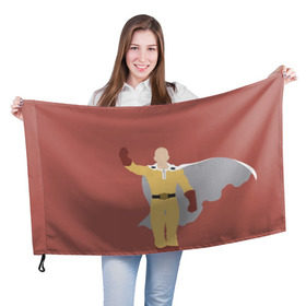 Флаг 3D с принтом Saitama в Тюмени, 100% полиэстер | плотность ткани — 95 г/м2, размер — 67 х 109 см. Принт наносится с одной стороны | hero | man | one | one punch | punch | punch man | saitama | super | superhero | ванпанчмен | герой | сайтама | супер | супергерой