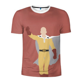 Мужская футболка 3D спортивная с принтом Saitama в Тюмени, 100% полиэстер с улучшенными характеристиками | приталенный силуэт, круглая горловина, широкие плечи, сужается к линии бедра | hero | man | one | one punch | punch | punch man | saitama | super | superhero | ванпанчмен | герой | сайтама | супер | супергерой