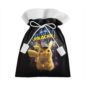 Подарочный 3D мешок с принтом Pikachu Detective в Тюмени, 100% полиэстер | Размер: 29*39 см | anime | game | nintendo | pikachu | pokemon | аниме | детектив | игра | кино | пикачу | покемон | эш кетчум