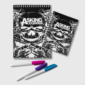 Блокнот с принтом Asking Alexandria в Тюмени, 100% бумага | 48 листов, плотность листов — 60 г/м2, плотность картонной обложки — 250 г/м2. Листы скреплены удобной пружинной спиралью. Цвет линий — светло-серый
 | aa | ben bruce | death | destiny | from | metal | rock | sumerian | to | йорк | метал | рок | хард | хеви | электроникор