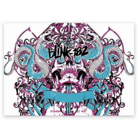 Поздравительная открытка с принтом Blink 182 в Тюмени, 100% бумага | плотность бумаги 280 г/м2, матовая, на обратной стороне линовка и место для марки
 | barker | bbc music | california | live | mark hoppus | matt skiba | punk | rock | travis barker | панк | поп панк | рок | скейт | том делонг