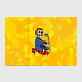 Магнитный плакат 3Х2 с принтом We can do it в Тюмени, Полимерный материал с магнитным слоем | 6 деталей размером 9*9 см | fist | grin | jaw | kerchief | motto | retro | skeleton | skull | slogan | девиз | косынка | кулак | оскал | ретро | скелет | слоган | череп