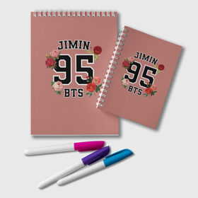 Блокнот с принтом JIMIN BTS в Тюмени, 100% бумага | 48 листов, плотность листов — 60 г/м2, плотность картонной обложки — 250 г/м2. Листы скреплены удобной пружинной спиралью. Цвет линий — светло-серый
 | bangtan | bighit | boy | fake love | j hope | jimin | jin | jungkook | korea | kpop | live | luv | mic drop | rm | suga | v | with | бтс | кей | поп