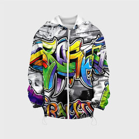 Детская куртка 3D city street: в Тюмени, 100% полиэстер | застежка — молния, подол и капюшон оформлены резинкой с фиксаторами, по бокам — два кармана без застежек, один потайной карман на груди, плотность верхнего слоя — 90 г/м2; плотность флисового подклада — 260 г/м2 | grafiti | paint | street art | urban | город | граффити | искусство | кирпичи | краски | рисунки | стена | улицы | уличное искусство
