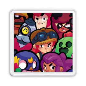 Магнит 55*55 с принтом Brawl Stars в Тюмени, Пластик | Размер: 65*65 мм; Размер печати: 55*55 мм | brawl stars | jessie | leon | spike | бравл старс | джесси | леон | спайк