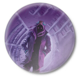Значок с принтом Purple в Тюмени,  металл | круглая форма, металлическая застежка в виде булавки | Тематика изображения на принте: brawl stars | jessie | leon | spike | бравл старс | джесси | леон | спайк