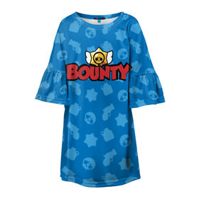 Детское платье 3D с принтом Bounty BS в Тюмени, 100% полиэстер | прямой силуэт, чуть расширенный к низу. Круглая горловина, на рукавах — воланы | brawl stars | jessie | leon | spike | бравл старс | джесси | леон | спайк