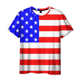 Мужская футболка 3D с принтом АМЕРИКАНСКИЙ ФЛАГ в Тюмени, 100% полиэфир | прямой крой, круглый вырез горловины, длина до линии бедер | usa | абстракция | америка | американский | герб | звезды | краска | символика сша | страны | сша | флаг | штаты