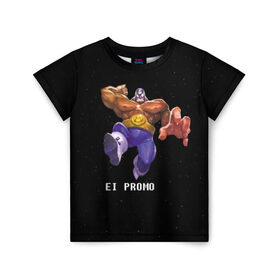Детская футболка 3D с принтом EI PROMO в Тюмени, 100% гипоаллергенный полиэфир | прямой крой, круглый вырез горловины, длина до линии бедер, чуть спущенное плечо, ткань немного тянется | brawl stars | jessie | leon | spike | бравл старс | джесси | леон | спайк