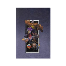 Обложка для паспорта матовая кожа с принтом Brawl Stars в Тюмени, натуральная матовая кожа | размер 19,3 х 13,7 см; прозрачные пластиковые крепления | brawl stars | jessie | leon | spike | бравл старс | джесси | леон | спайк