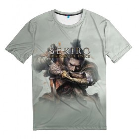 Мужская футболка 3D с принтом Sekiro: Shadows Die Twice в Тюмени, 100% полиэфир | прямой крой, круглый вырез горловины, длина до линии бедер | japan | sekiro | однорукий волк | самурай | секиро | сэнгоку | экшн | япония