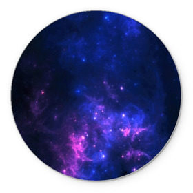 Коврик для мышки круглый с принтом Неоновый космос в Тюмени, резина и полиэстер | круглая форма, изображение наносится на всю лицевую часть | galaxy | nebula | space | star | абстракция | вселенная | галактика | звезда | звезды | космический | планеты