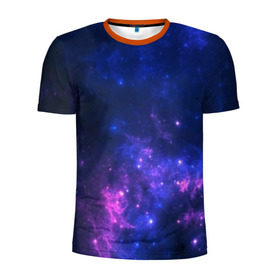 Мужская футболка 3D спортивная с принтом Неоновый космос в Тюмени, 100% полиэстер с улучшенными характеристиками | приталенный силуэт, круглая горловина, широкие плечи, сужается к линии бедра | galaxy | nebula | space | star | абстракция | вселенная | галактика | звезда | звезды | космический | планеты
